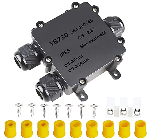 Elezenioc Abzweigdose IP68, 3 Wege Verteilerdose Außen Wasserdicht, Kabelverbinder Aussen, Elektrischer Außenverteilerdose, Erdkabel Klemmdose, Kabeldurchmesser Ø 3mm-14mm(3 Wege)