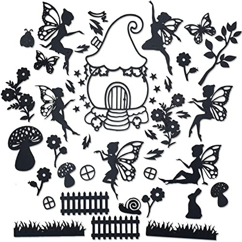 CrafTreat Reusable Fairy Garden Laser Cut Chipboard Embellishments for Crafting - Size:5.76X6 Inches - Fairy Pieces Silhouette Cutouts - Garden Fairy Cutouts for Crafts- Laser Cut Fairy Cut Out