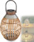 Solarlampe für Außen Garten Laterne Bambus - Solarleuchte Balkon Gartenlaterne - Gartenlampe Höhe 37 cm - Außenleuchte LED Stehend - Gartendeko Solar Wetterfest - inkl Pflegetuch