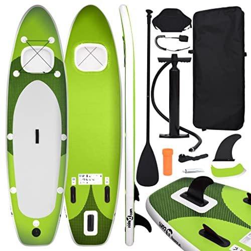 vidaXL SUP Board Set Aufblasbar für 1 Erwachsener Stand Up Paddle Surfboard Surfbrett Paddling Funboard Paddelboard Wellenreiter Grün 360x81x10cm