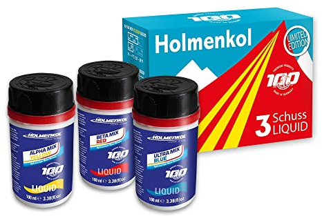 Holmenkol Flüssigwachs 3 Schuss Liquid Yellow, RED, Blue 3 x 100 ml