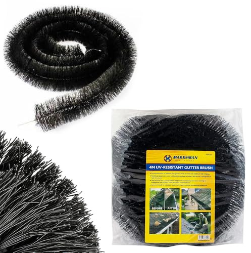 4 Meter Long UV Resistant Gutter Brush - Stainless Steel Wire Core With Polypropylene Bristles | Safeguard & Protect, Easy To Install, Tool Free | Strong, Durable & Long Lasting | Stops Blocked Drains