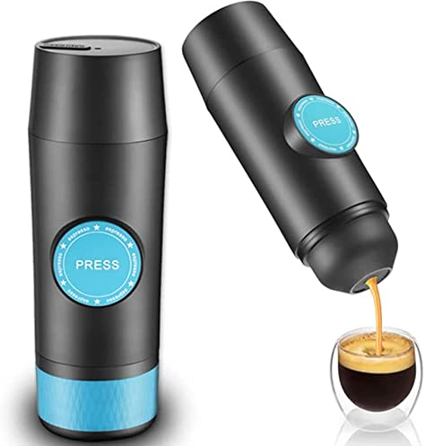 Cafetière Portable, Pression 18 Bars, Fonctionnement à Un Bouton avec Batterie Rechargeable, Machine à Expresso Voyage café en Capsules et Poudre café