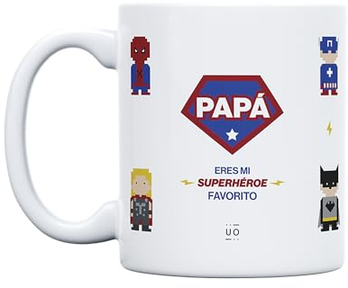 UO Taza de regalo con mensaje Papá eres mi súper héroe favorito, Regalo para papás, regalo para padres, 350 ml, Cerámica