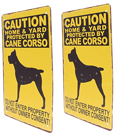 Yardenfun 2st Warnschild Garten Warnschild Waldpark Warnrohr Corso Dekorative Dekorationen Vorsicht Vor Hund Rasenhund Zeichen Metallschild Schild Wachhund Im Dienst Draussen Eisen Plakette