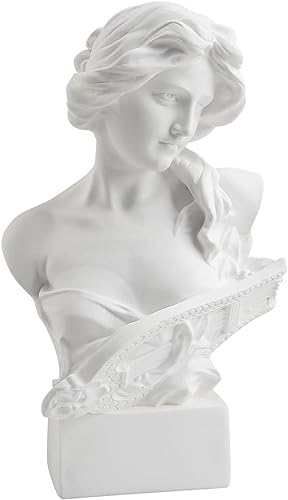 LAIKEARTS Griechische Statue Musica Göttin Skulptur Dekor, Vintage Weiß Einfache Kunst, Dekorationen Anwendbar Zuhause, Wohnzimmer, Schlafzimmer, Büro Schreibtisch Tisch Innenbereich, Harz, Geschenk