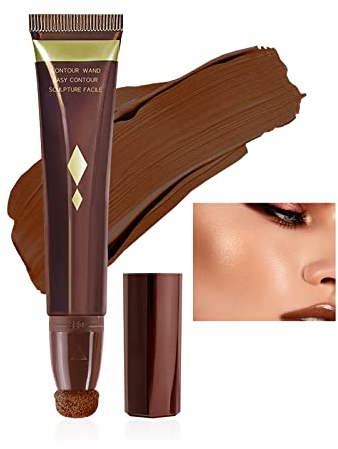 Prreal Contour Beauty Wand, Concealer Cream Contour, Liquid Face Bronzer Stick Makeup with Cushion Applicator, Waterproof Long Lasting Contour Stick, Smooth Natural Concealer Stick Makeup Pen, (01)