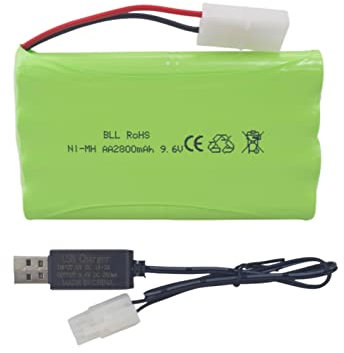 1PCS 9.6V 2800mah AA Batteries Rechargeables avec Prise Tamiya & Ligne de Chargement USB pour Voitures-Jouets RC Camions Chars Véhicules d'ingénierie pour Bateaux RC