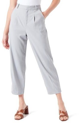 Kaffe Damen Women's Trousers Cropped Length Tapered Legs High-Waisted Regular Waist Hose, Grey Melange,