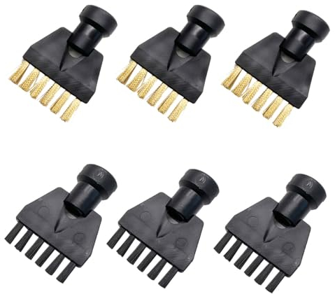 CLKE 6pcs Brosse pour Karcher, Accessoire Nettoyeur Vapeur pour Kärcher SC1 SC2 CTK10 SC3 SC4 SC5 SC7 Contient 3 Brosses Plate en Nylon,3 Brosses Plate en Cuivre,Pour Cuisine,Meubles,Salle de Bain