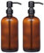 2 Stück 500 ml Glas seifenspender mit Edelstahlpumpe,Bernsteinpumpe,flüssige Shampoo-Lotion-Spenderflasche,Hand- und Spülmittelspender für Badezimmer,Küche, Arbeitsplatte,Waschküche