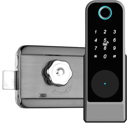 Smart Lock Cerradura de puerta con acceso sin llave, antirrobo, contraseña biométrica, cerradura de puerta, control remoto con aplicación Tuya, mensaje de voz impermeable, cerradura inteligente WiFi