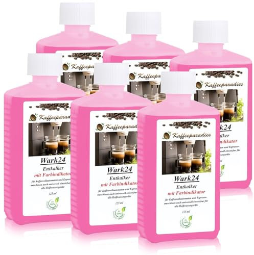 Wark24 Universal Entkalker 6 x 125 ml, mit Farbindikator, 100% biologisch abbaubar und umweltfreundlich, für Kaffeevollautomaten, Bügeleisen & Wasserkocher