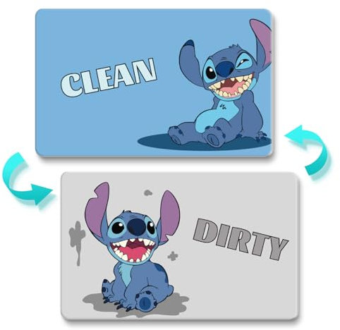 Funny Cute Cartoon Clean Dirty Dishwasher Magnet, Universal Kitchen Flip Sign Indicator, Double Sided Kitchen Dish Washer Refrigerator Magnet Flip with Magnetic Plate for Mother's Day (A-4)