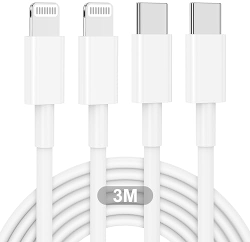 USB C Lightning Kabel 3M 2Pack, Lang iPhone Ladekabel Original [Apple Zertifiziert], USB C auf Lightning Schnellladekabel für Apple iPhone 14/14 Plus/14 Pro Max/13/12 Mini/11/XR/XS/X/SE/8/7/6/iPad