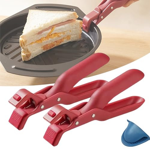 Multi-Function Anti-Scald Bowl Clip, Anti-Scalding Dish Plate Gripper Clips Tongs Bowl Clamp Holder, Labor-saving Kitchen Gadgets Bowl Holder Pot Pan Gripper Tongs for Hot Plate (2pcs-Red)