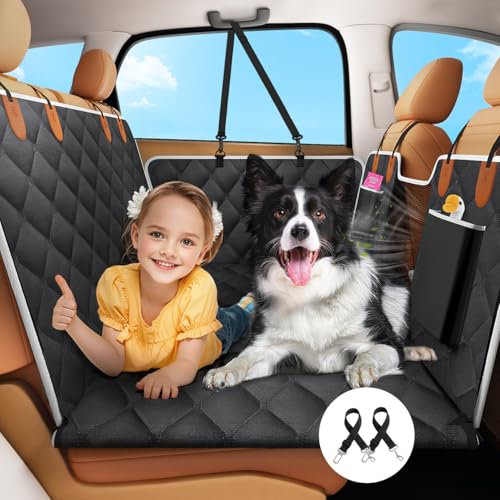 Pawaboo Hunde Autositz Hundedecke für kleine Hunde, Klein Hund Rücksitz Autoschondecke,Faltbar Verdicktes Hundebett Autositz Haustier Hundes Autodecke Bett Welpensitz, bis zu 400lbs, Dunkelschwarz