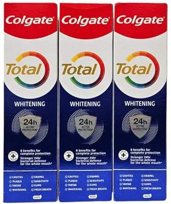 Colgate Total Advanced Whitening Toothpaste, 75ml Each - Pack of 3, Featuring Triple Protection and Advanced Whitening Formula for Comprehensive Oral Health Care and a Brighter, Healthier Smile