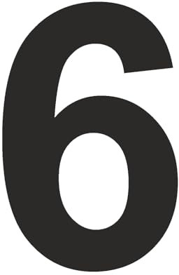 Adesivo con numeri – altezza 15 cm – adesivo per bidoni della spazzatura – numero civico – cassetta delle lettere – numeri da incollare – esterno – resistente alle intemperie – colore nero – numero 6
