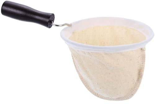 sourcing map Filtro de café de tela de franela, colador de calcetines de café reutilizable hecho a mano con mango de madera, accesorios de café para oficina en casa, cafetería, beige (L)