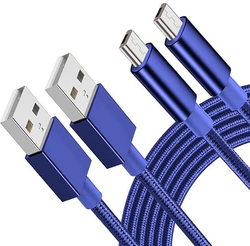 Micro USB Cable Braided USB A to Micro Charge Cable Android Charger Cable Data Sync Cord Compatible with Samsung Galaxy J7,S7,S6,Kindle Fire,Fire HD Tablet,Sony,HTC,LG,Moto,Huawei (1M+2M)
