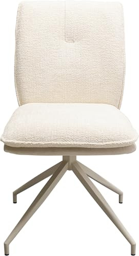 Kare Design Drehstuhl Hilla, Weiß, Esszimmerstuhl, Polsterstuhl, 49 cm Sitzhöhe, 180 Grad Drehbar, Wohnzimmer, 85x61x47 cm (H/B/T)
