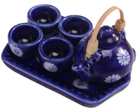 DRESSOOS 1 Juego De Té De Cerámica En Miniatura, Mini Accesorios De Cocina, Mini Tetera Y Taza De Té, Accesorios De Juego De Simulación, Mini Tetera, Taza De Té En Miniatura, Accesorios De