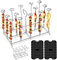 4 PCS Edelstahl Heißluftfritteuse Spießen Grillrost, Heisluftfritöse Zubehör with Silikonpad, Vertikaler Grillrost & Spießen Rack Für Ninja Foodi Af300eu Af400eu Dual Zone Air Fryer