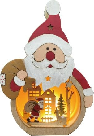 Trend Line Weihnachtsmann Holz 11 x 3 x 16 cm Natur/weiß Figur