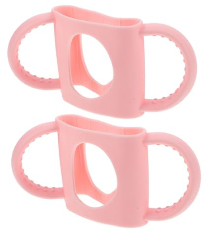 Toddmomy Silicone Baby Bottles Handles 2pcs for Toddlers Lightweight Anti-Slip Grip Milk Bottles Holder Portable Universal Pink