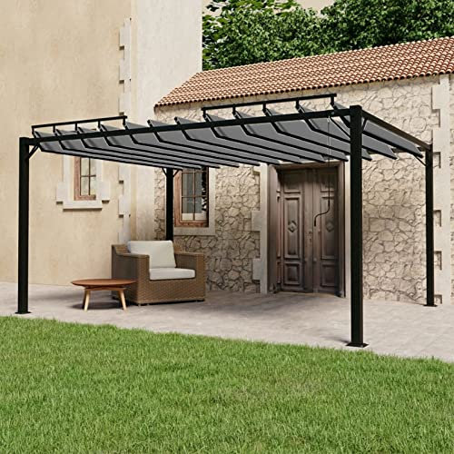 Verderoom Tendone da Esterno, Gazebo da Esterno, Gazebi per Esterno, Gazebo Giardino per Esterno, Gazebo con Tetto a Lamelle 3x4 m Tessuto Antracite/Alluminio