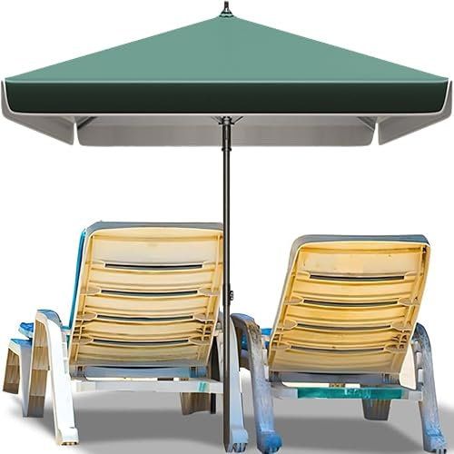YFQYRB Parasol De Plage De Jardin, Parasol Terrasse Extérieur Rectangulaire, Parapluies De Table De Marché 2x2m 1.8x2.2m 2.5x2.5m 2.2x2.8m 2.5x3.2m 3x3m(Dark Green,2x2m/6.5x6.5ft)