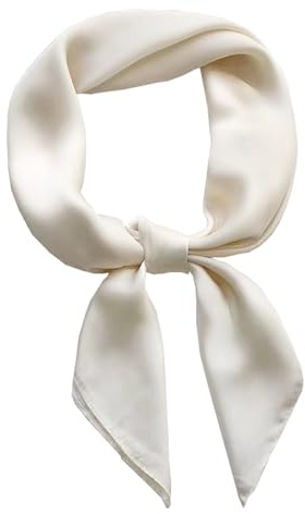 CHUNG Women's Scarf Satin bandanas Fashion Girls Scarves Wraps Emulation Silk Handbag retro 50s Hair Ribbons Handkerchief Necktie Square 70 * 70cm,Cream White