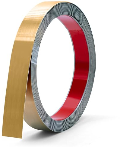 ZHIYUQL® Zierleisten Selbstklebend Zierleiste Gold Metallleiste Selbstklebend Blechstreifen Edelstahl Metallband Edelstahl Abziehen und Aufkleben für Spiegelrahmen, 6M × 20MM