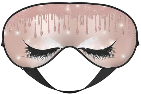 Rose Gold Eyelashes Print Eye Mask for Comfortable Sleep - Elastic Nighttime Shade, Perfect for Plane, Travel, and Meditation