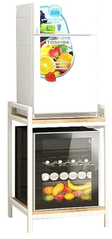 Elitix Mini-Kühlschrankständer Mini-Kühlschrankständer mit Ablageflächen, Universal-Kühlschrankständer mit Mobilem Untergestell, Kühlschrank-Küchengeräte-Plattform für Wohnungen(Style1)