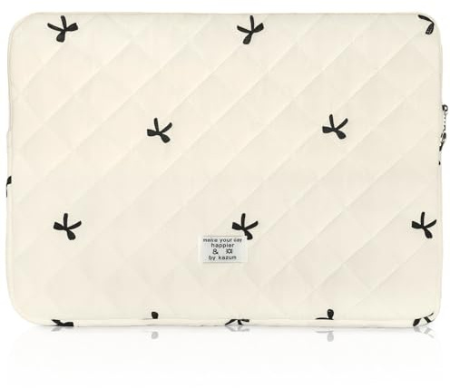Flintronic 14In Laptop Sleeve, Cute Floral Quilted Laptop Case, Bow Quilted Lap-top Carrying Case, Portable Puffer Padded Lap-top Sleeve, Compatible with MacBook, Asus, Dell, HUAWEI