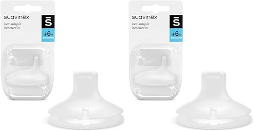 Suavinex, Boquilla de Recambio para Tazas y Vasos de Aprendizaje, Silicona Arenada, Suave y Blandita, Antiderrame, Tetina SX Pro con Válvula Anticólico, Compatible con Biberones, para Bebés +6 Meses
