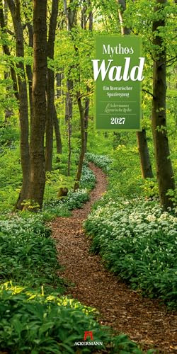 Mythos Wald Literatur-Kalender 2027 | Abwechslungsreicher Natur-Kalender im schlanken Hochformat (33x66 cm) | Wald-Motive mit Zitaten