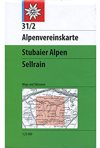 Stubaier Alpen, Sellrain: Topographische Karte 1:25.000 mit Wegmarkierungen und Skirouten (Alpenvereinskarten)
