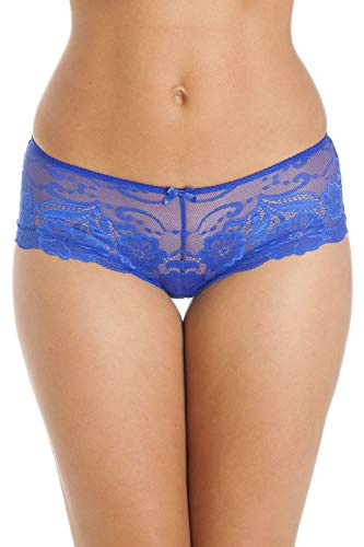 Camille Womens 2 Pack Floral Lace Boxershort 14 Blue