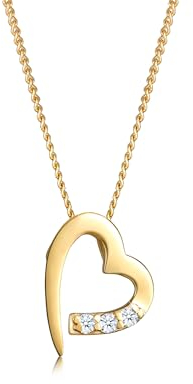 Elli DIAMONDS Halskette Damen Herz Anhänger mit Diamanten (0.04 ct.) in 585 Gelbgold