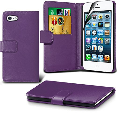 DN-TECHNOLOGY iPhone SE 2020 Case IPHONE SE 2020/2022 CASE LEATHER BOOK CASE. Apple iPhone SE Case 2022/ iPhone 7 Case/iPhone 8 Case (PURPLE)