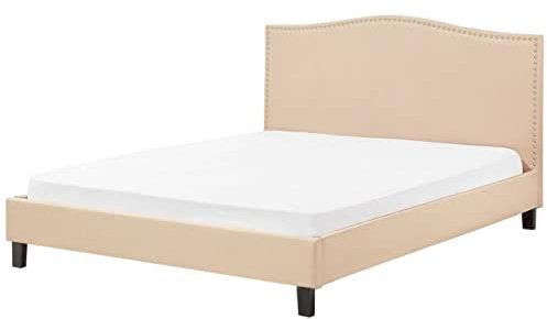 Beliani Polsterbett Leinenoptik beige Lattenrost 180 x 200 cm Montpellier