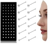 THUNARAZ Nose Rings for Women Straight L Shaped Nose Studs Piercing 22G