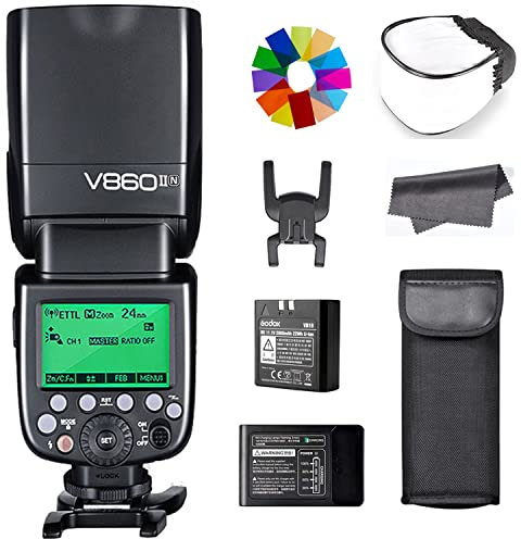 Godox V860II-N TTL Flash for Nikon Camera, 2.4G GN60 HSS 1/8000s, 650 Full Power Flashes Speedlight Compatible for Nikon D3300 D3400 D5300 D5600 D7000 D7100 D610 D800 D810 D850 Z5 Z6 Z7 Z9