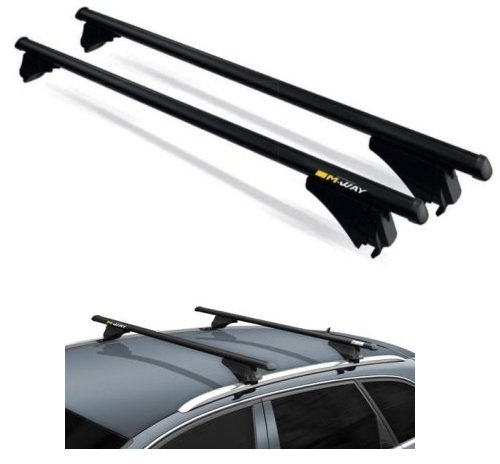 für KIA Carens 2014 DACHTRÄGER FÜR Auto 135 cm BAR FÜR PKW MIT RELING Nicht VOLLSTÄNDIG AUF DEM Dach BEFESTIGT AUS Aluminium GENEHMIGT SCHWARZES