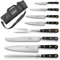 Sabatier Chef Mallette de cuisinier avec 6 couteaux de cuisine + 1 fourchette à viande + 1 fusil à aiguiser - Made in France