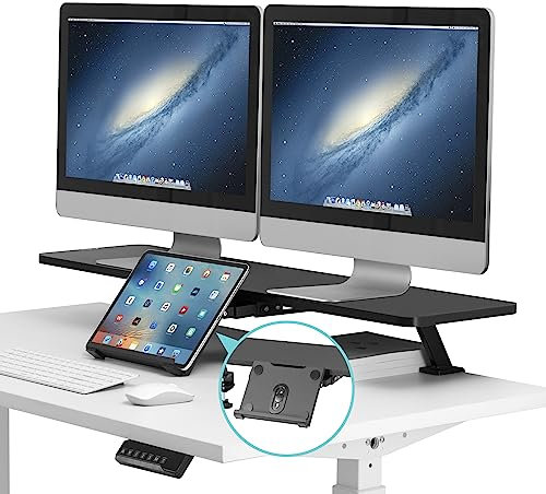 AVLT Schreibtisch-Regal, 81,3 cm (32 Zoll) Monitor-Erhöhung mit ausziehbarer Halterung für wandelbare Laptops, Tablets, Smartphones (schwarz) – schwimmender Monitorständer (nur Klemmregal)
