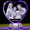 Photo en cristal 2D/3D personnalisée en verre - Souvenir en forme de cœur gravé avec votre propre image (anniversaire, mariage, fête des mères, fête des pères, Saint-Valentin, Noël)